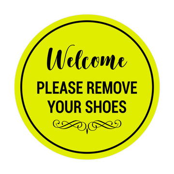 Signs ByLITA Circle Welcome Please Remove Your Shoes Sign